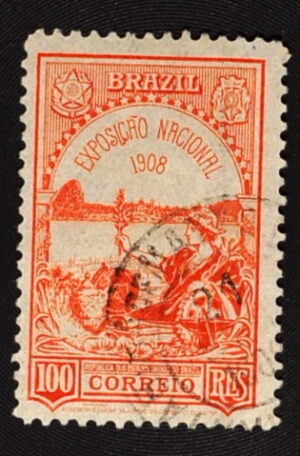 MesTimbres.fr Timbre du Brésil N°142 oblitéré 1908