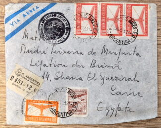 MesTimbres.fr Enveloppe timbrée d’Argentine par avion vers l’Égypte 5649 Enveloppe, lettre timbrée