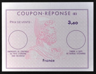 MesTimbres.fr France coupon réponse 3,60 rose neuf Classeur noir BF