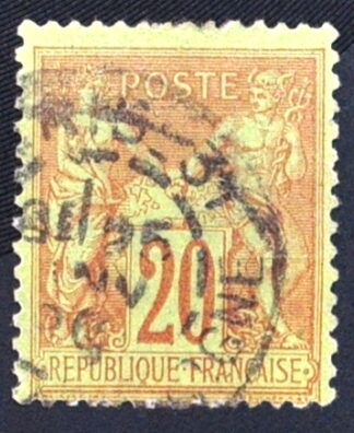 MesTimbres.fr Timbre de France N°96 oblitéré 1884