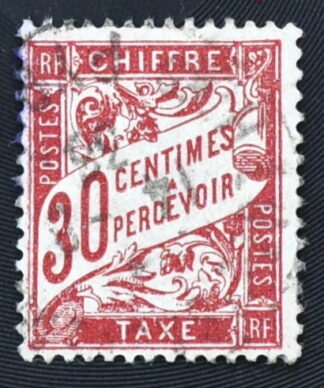 MesTimbres.fr Timbre taxe de France N°T33 oblitéré 1893/1935