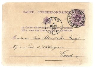 Carte lettre de Belgique 1878