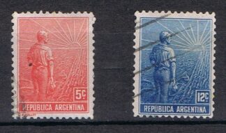 Timbre d'Argentine N°165,166 oblitéré sans filigrane 2val