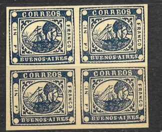 Timbre faux d'Argentine N°7 Barquitos, bloc de 4 neuf