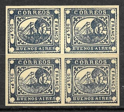 Timbre faux d'Argentine N°1 Barquitos, bloc de 4 neuf(*)